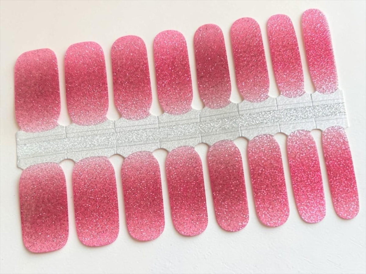 Rose Pink Glitter Nail Polish Strips- Non-Toxic