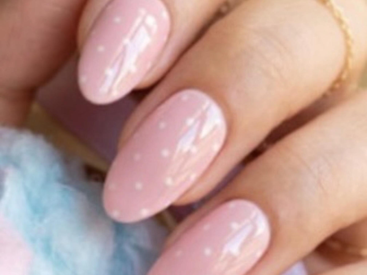 Pale Pink and White Dots- Gel Nail Polish Strips- No UV required.