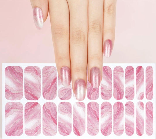 Pearly Pink Marble WIDE Nail Polish Strips - Non-Toxic, Wider Nails