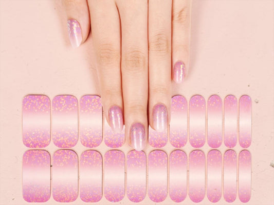 Pink Fade Glitter- WIDE Nail Polish Strips - Non-Toxic, Wider Nails