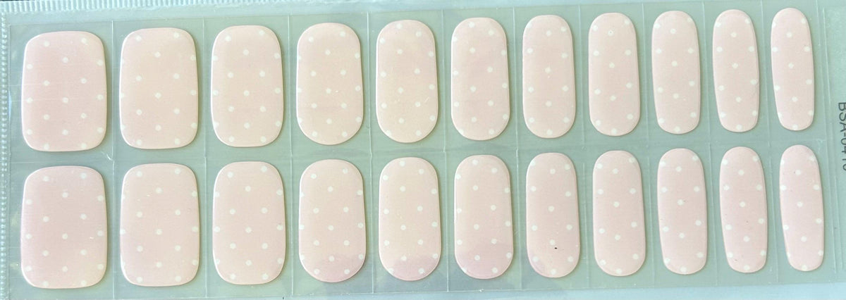 Pale Pink and White Dots- Gel Nail Polish Strips- No UV required.