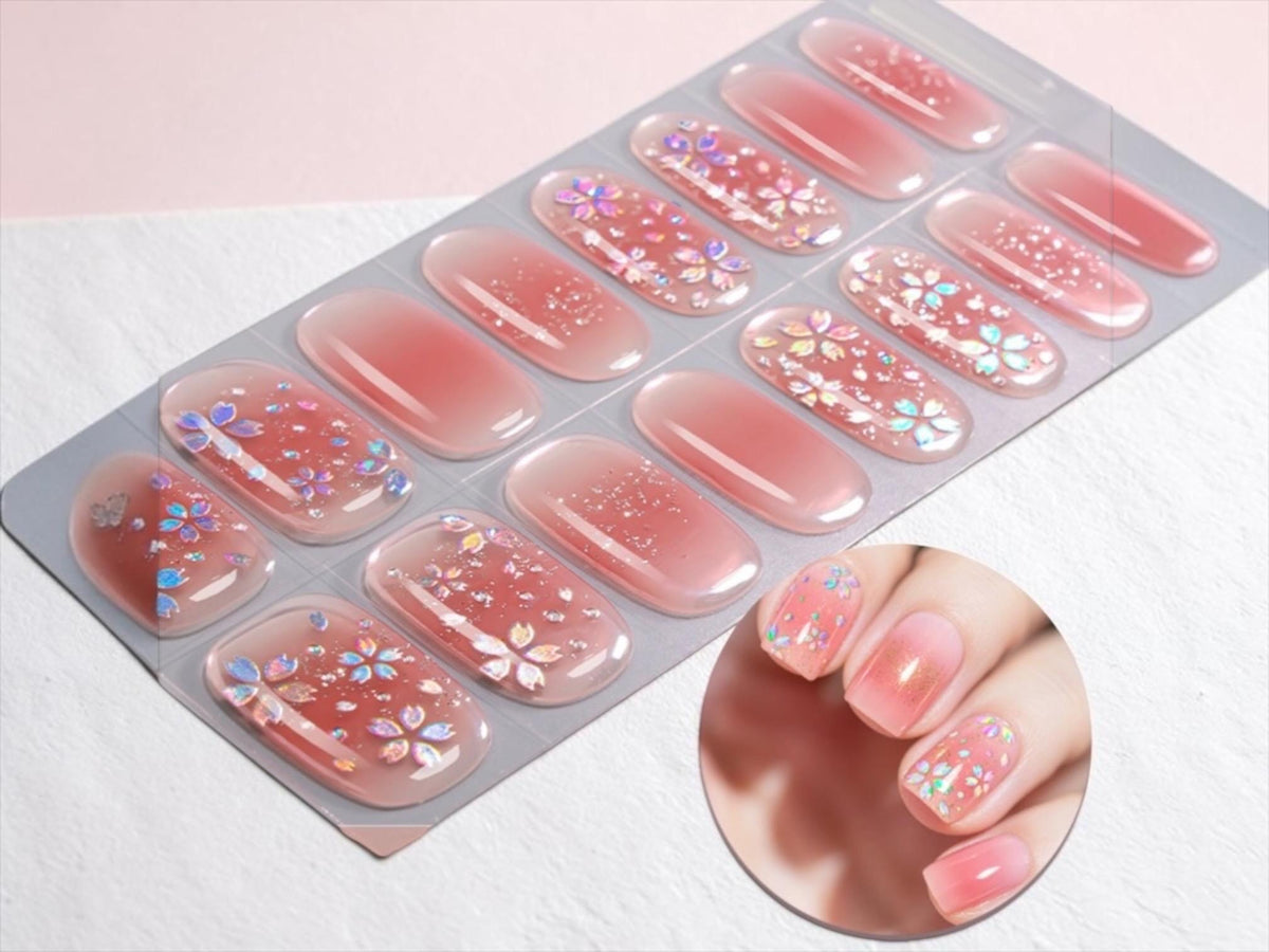 Spring Blossom Sparkle Nail Wraps No UV Gel