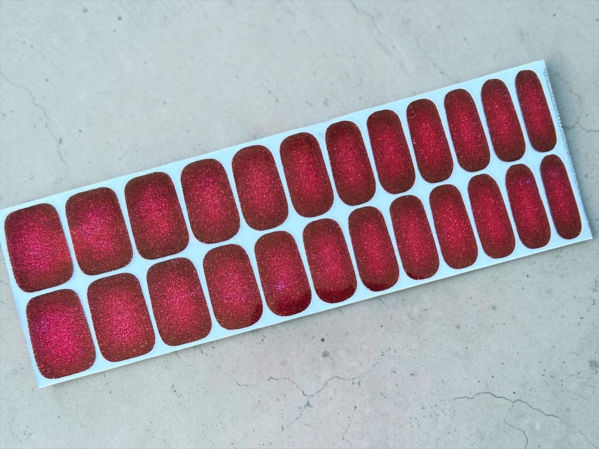 Ruby Glitter Nail Polish Strips:  Wider Nail Sizes, Easy to Apply, Non-toxic Nail Art