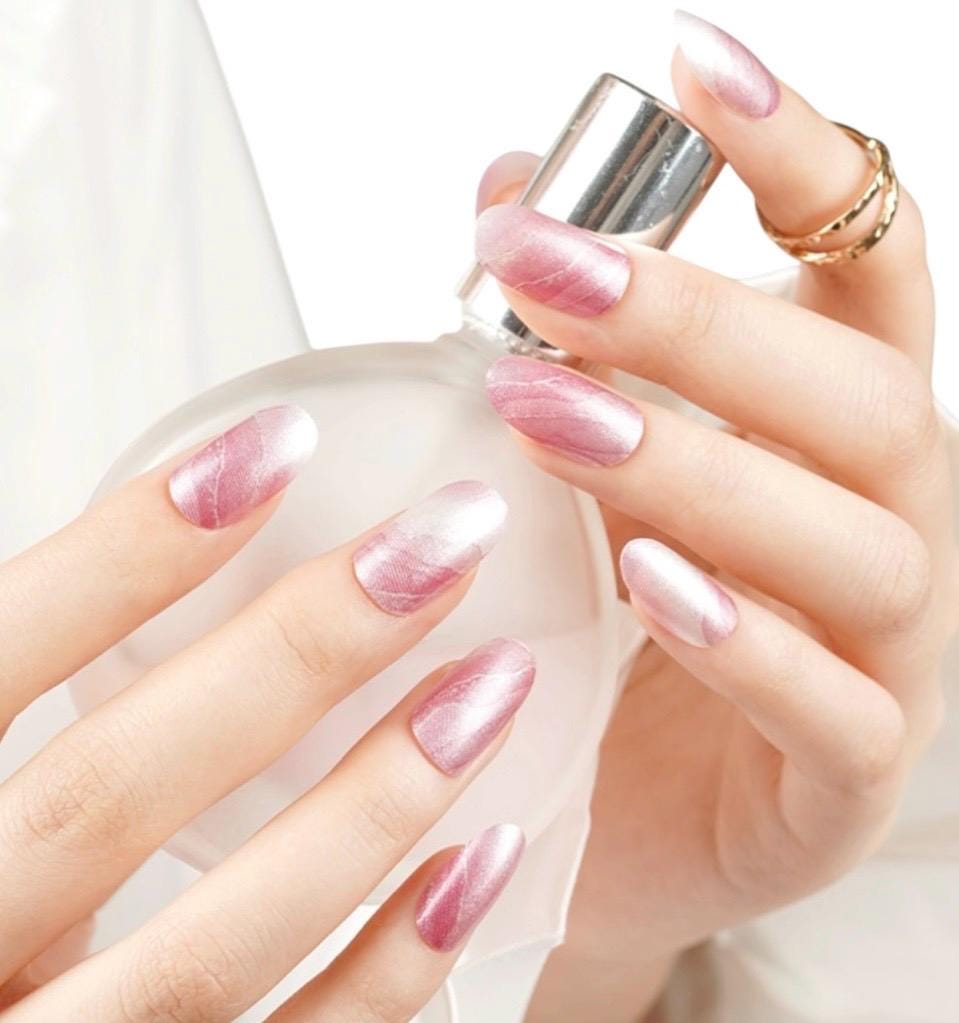 Pearly Pink Marble WIDE Nail Polish Strips - Non-Toxic, Wider Nails