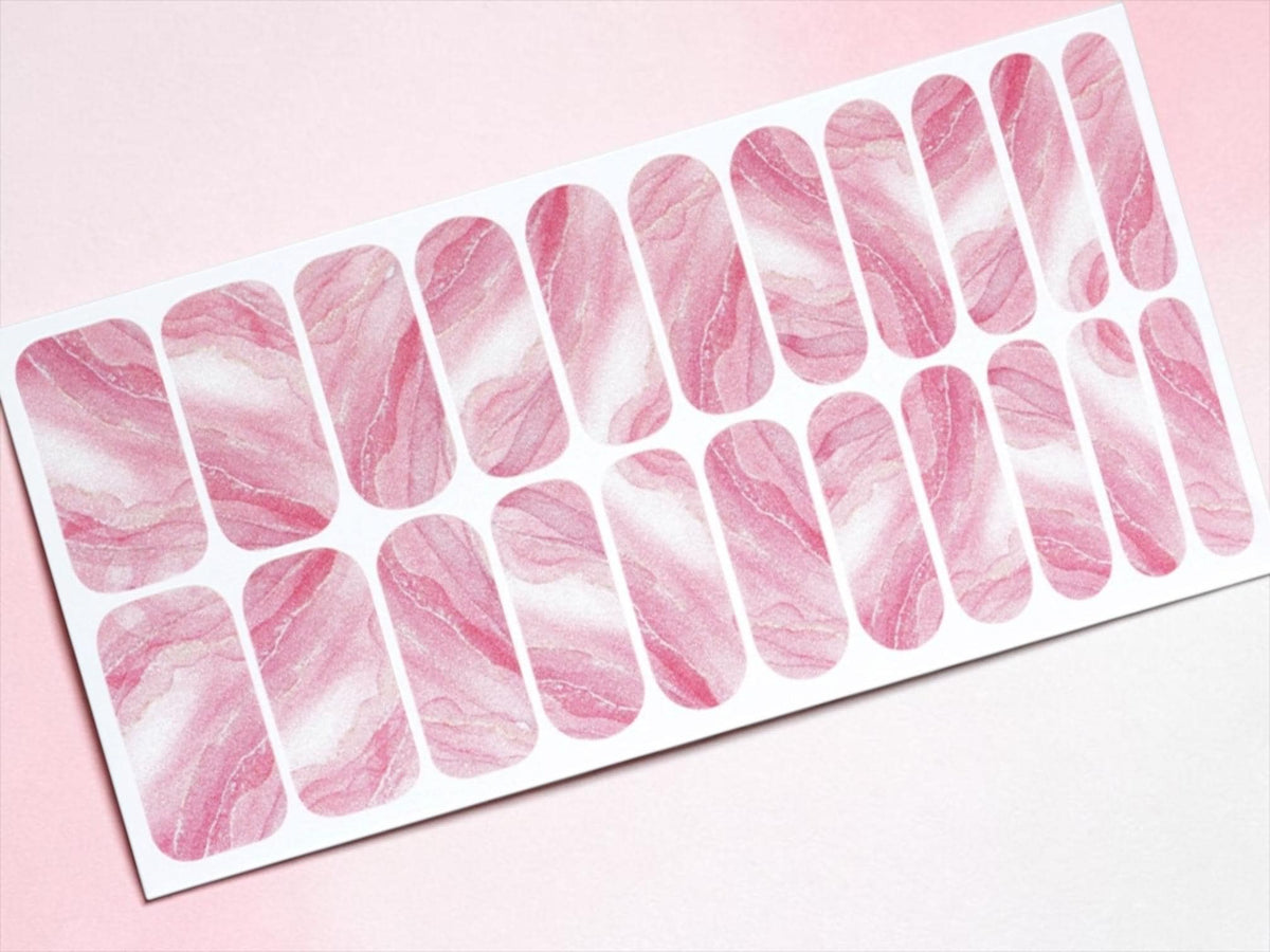 Pearly Pink Marble WIDE Nail Polish Strips - Non-Toxic, Wider Nails