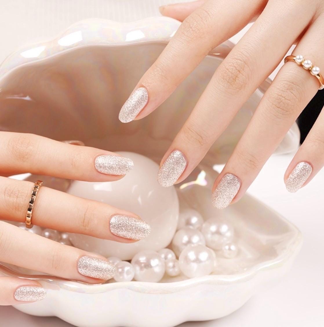 Diamond Veil Glitter WIDE Nail Polish Strips - Non-Toxic, Wider Nails