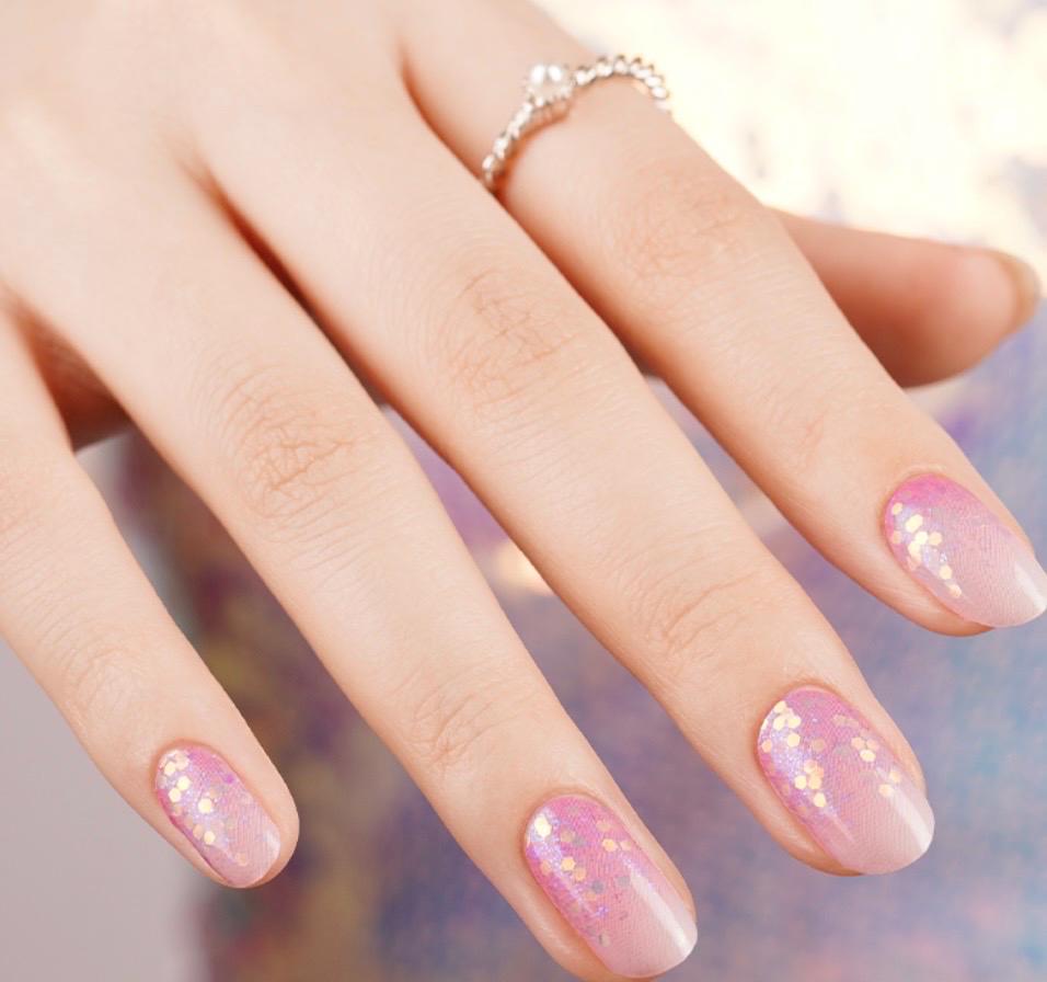 Pink Fade Glitter- WIDE Nail Polish Strips - Non-Toxic, Wider Nails