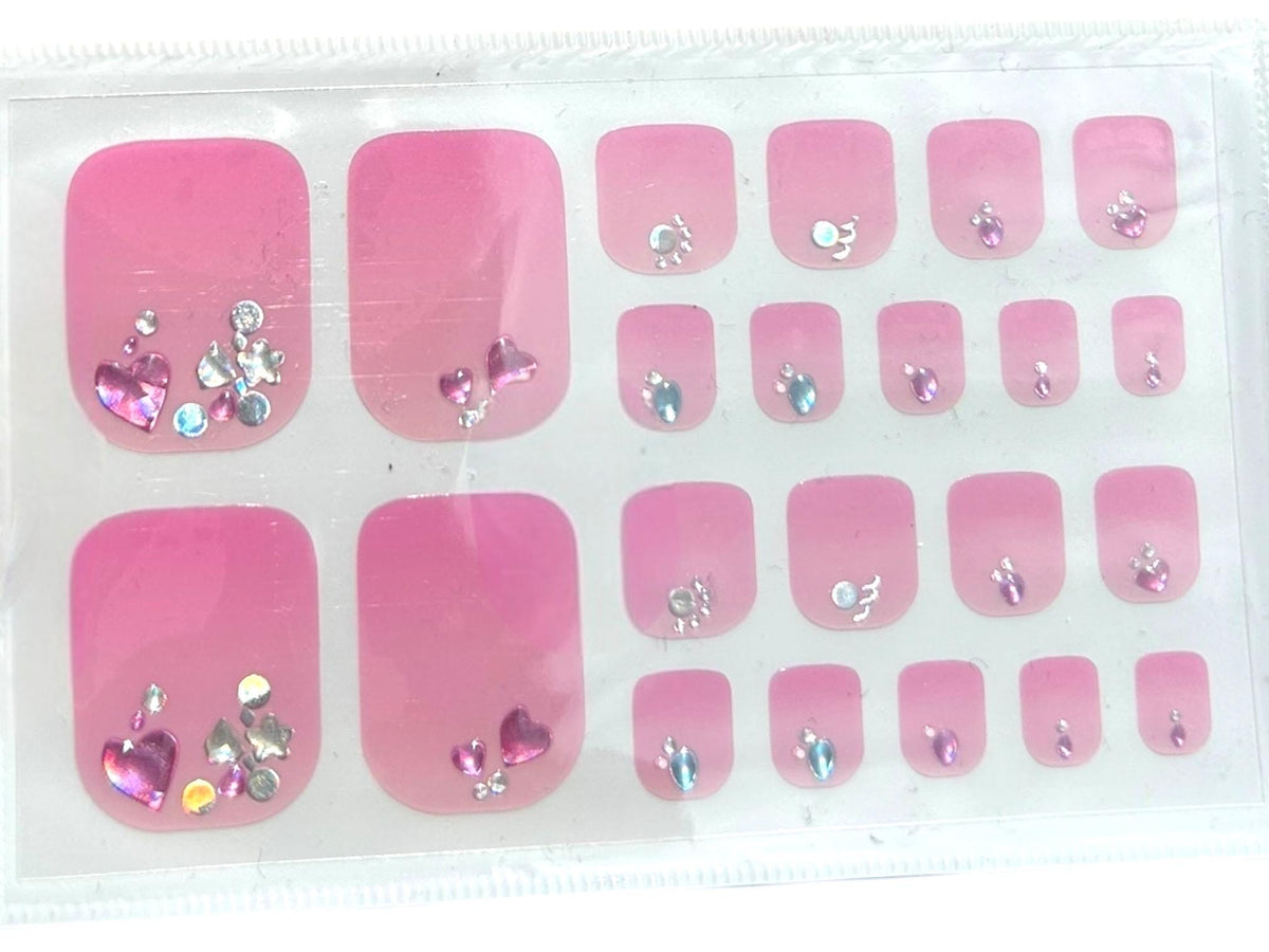Pink Starlit - Toe Nail Polish Strips: Non-Toxic Nail Wraps