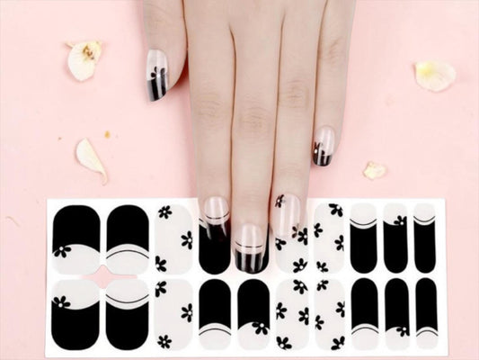 Daisy French Twist WIDE Nail Polish Strips Semi-Transparent Non-Toxic Stickers