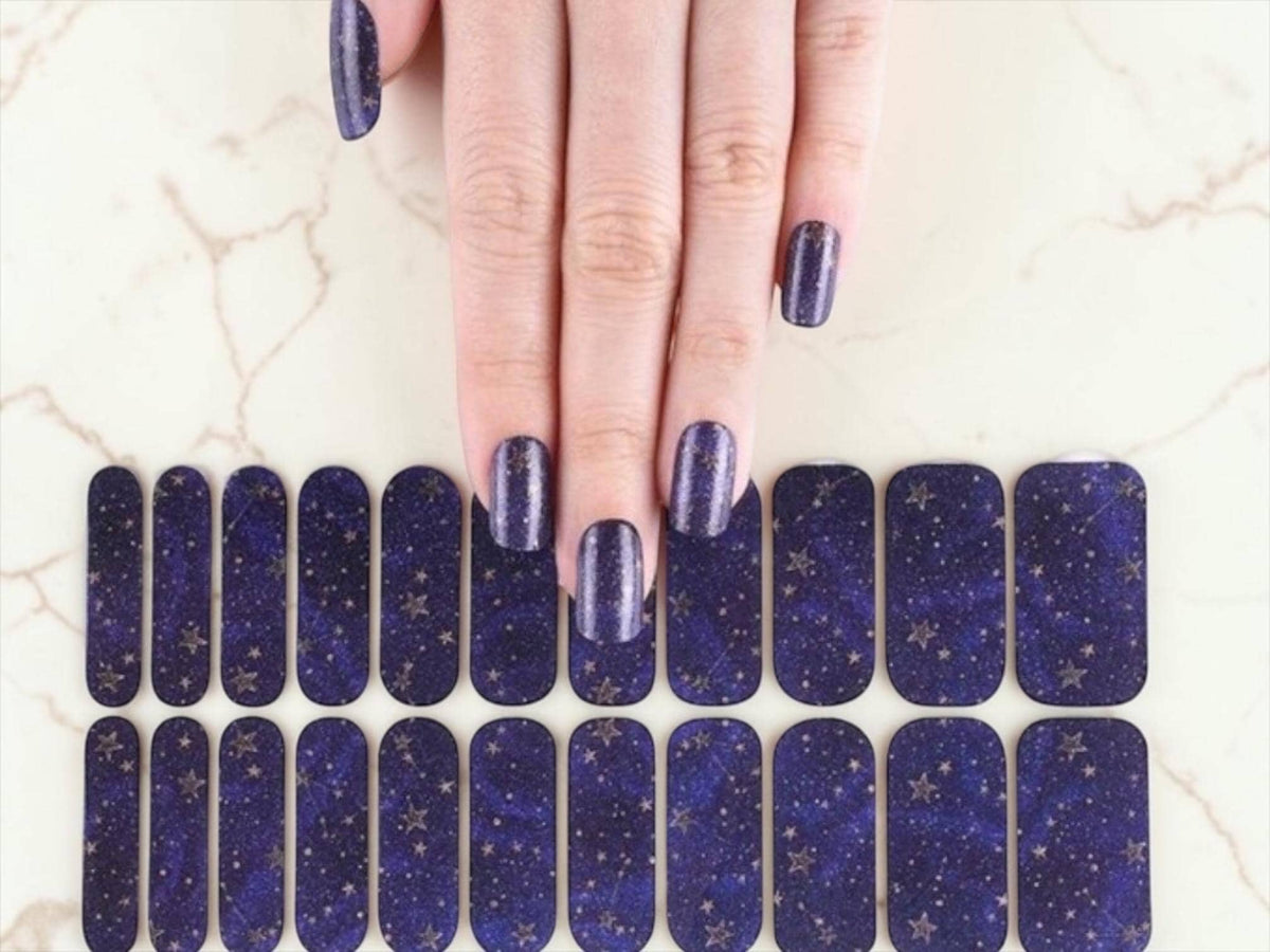 Midnight Constellation WIDE Nail Polish Strips - Wide Nails, Non-Toxic