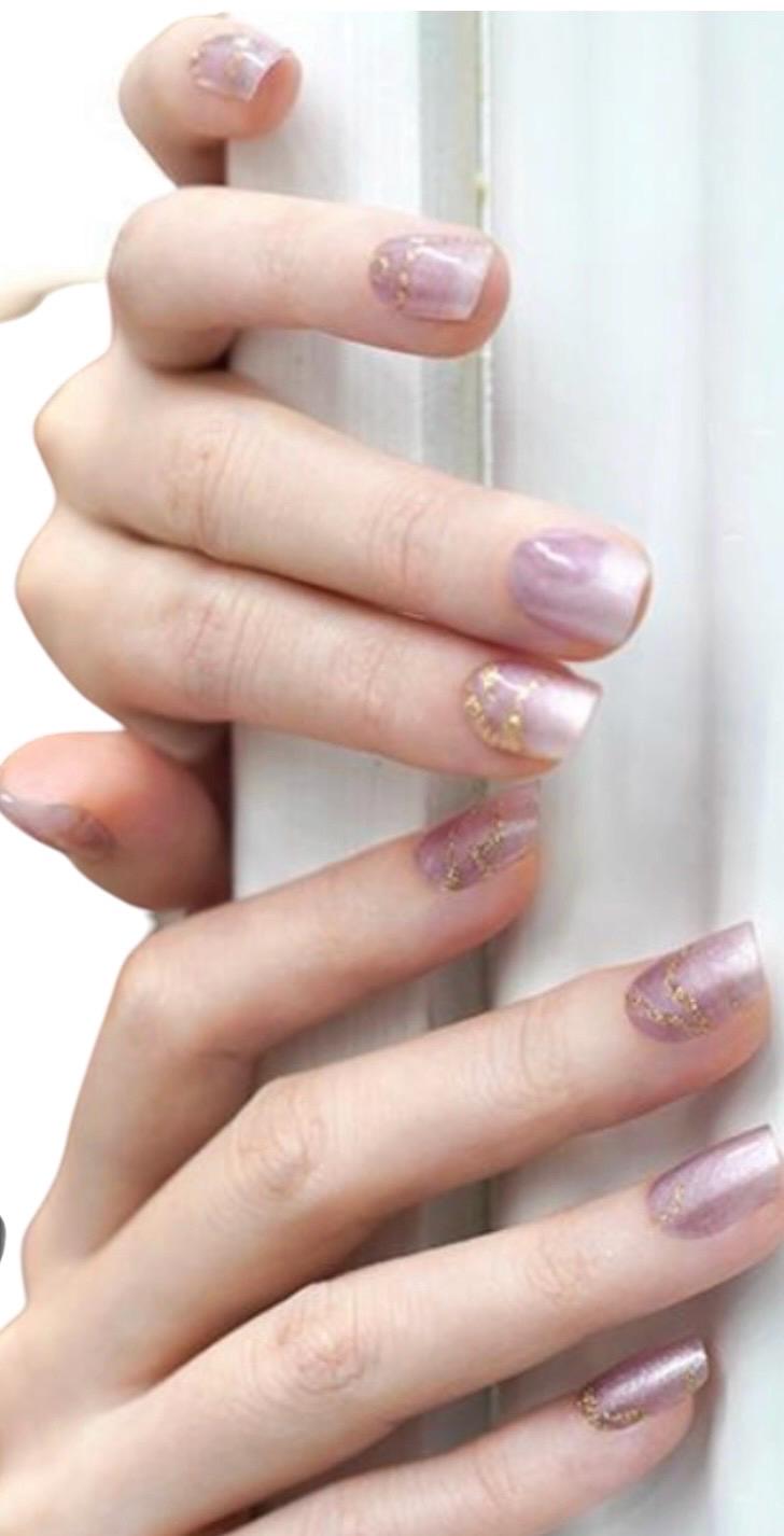 Dusty Rose Marble WIDE Nail Wraps Gold Glitter Vein