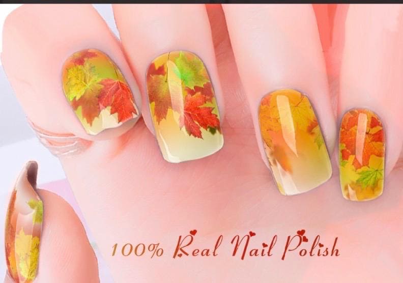 Autumn Gold Nail Polish Strips:  Wider Nail Sizes, Easy Application Nail Art