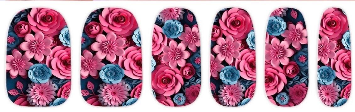 Romantic Bloom Nail Wraps WIDER Sizes