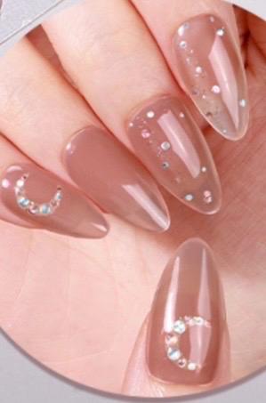 Mocha Moonlight Crescent Sparkle Nail Wraps No UV Gel