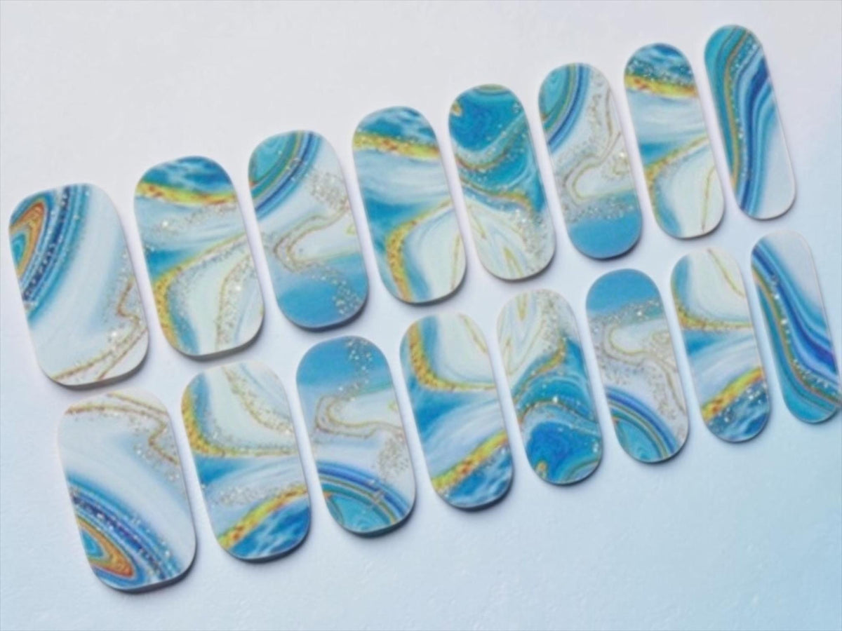 Blue Agate Dreams Sparkle Nail Polish Strips: Non-Toxic Nail Art