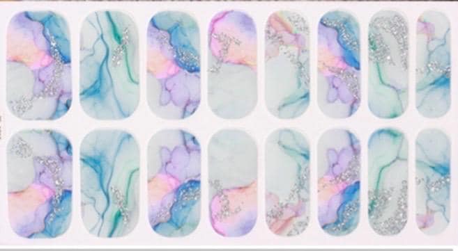 Mermaid Marble Sparkle Nail Polish Strips: Non-Toxic Nail Art