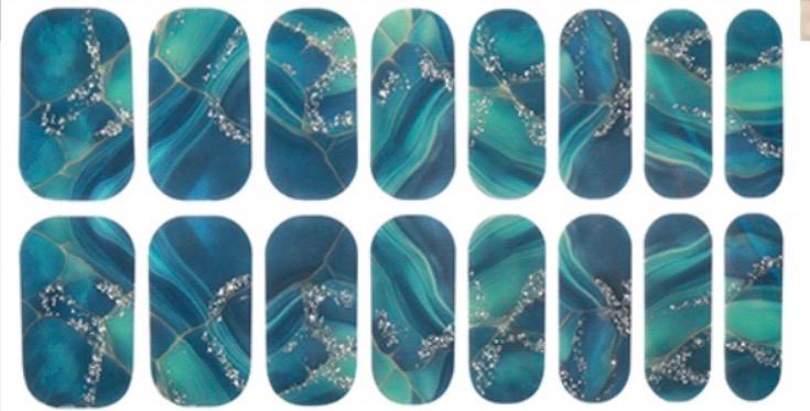 Ocean Agate Sparkle Nail Polish Strips: Non-Toxic Nail Art