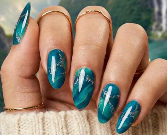 Ocean Agate Sparkle Nail Polish Strips: Non-Toxic Nail Art