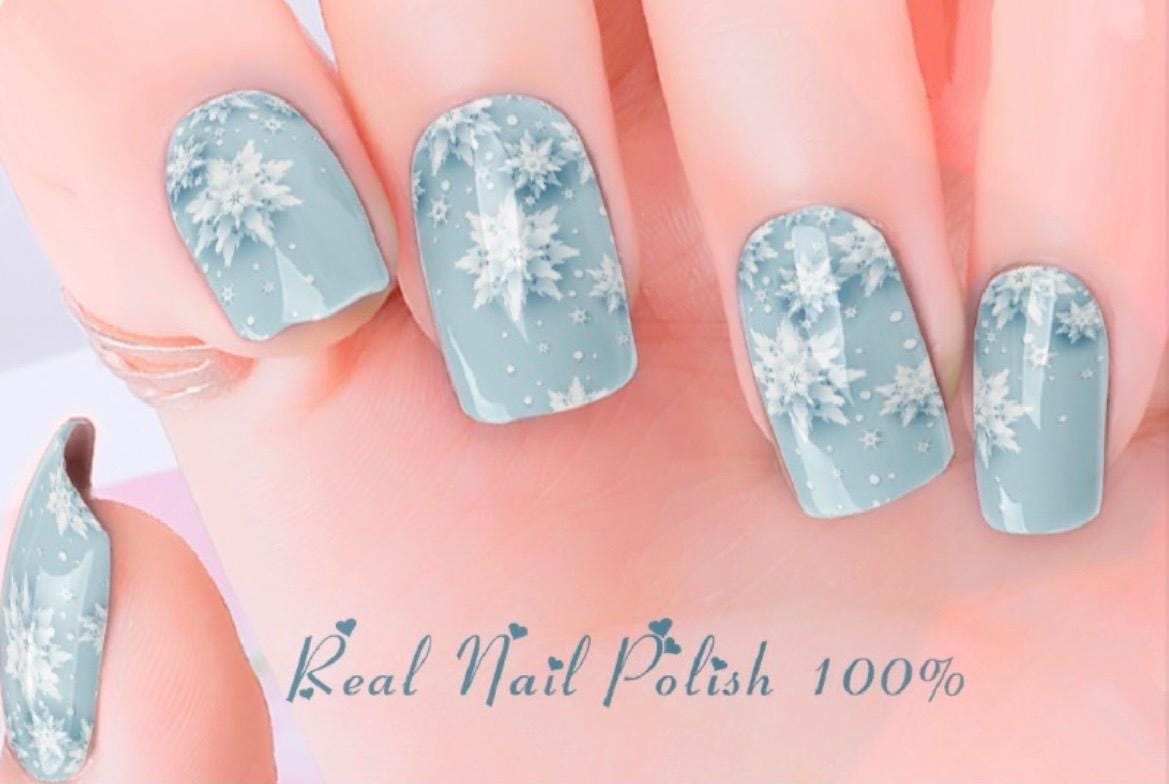 Snowfall Dreams Nail Polish Strips:  Wider Nail Sizes, Easy to Apply,  Non-Toxic Nail Art