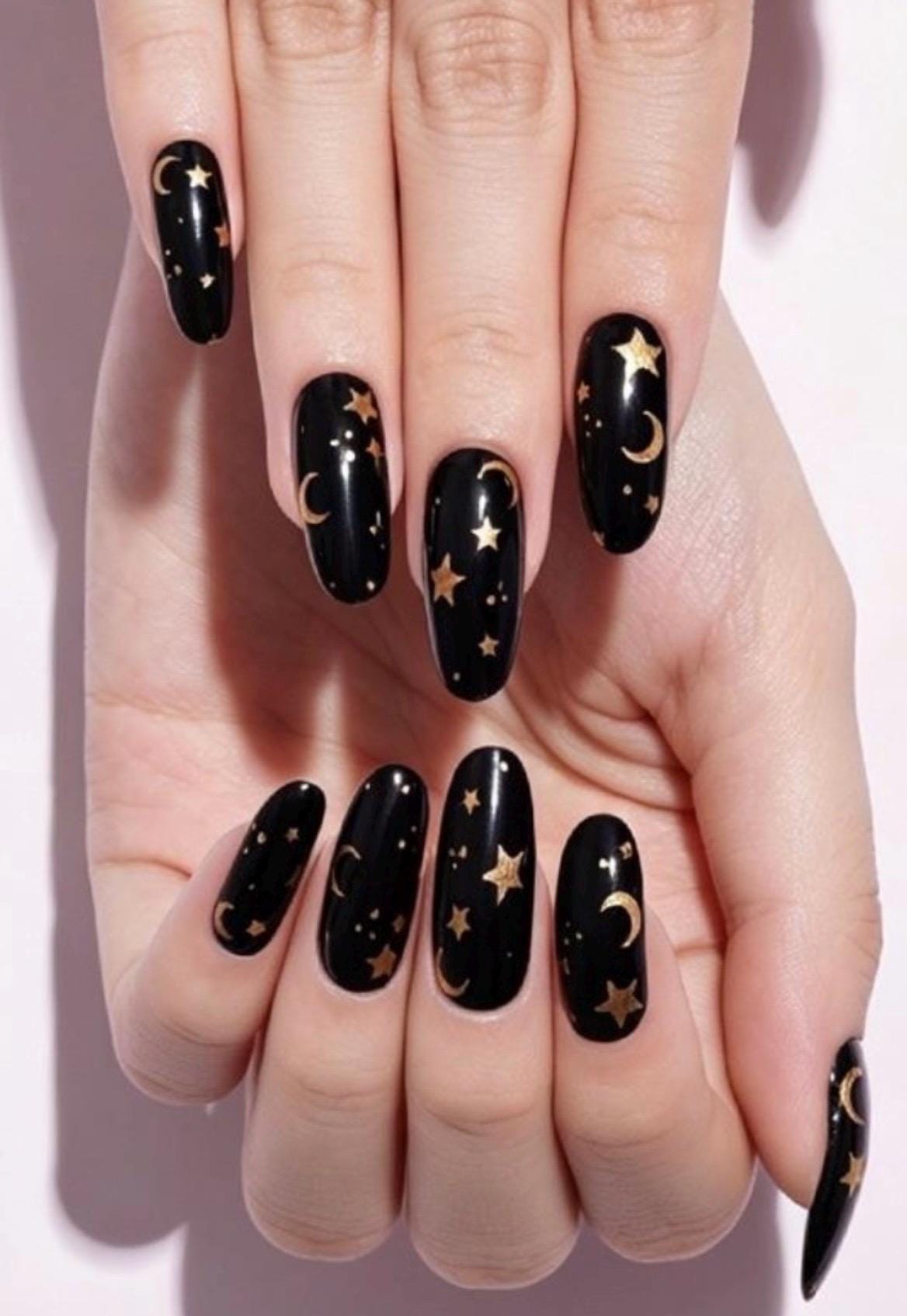 Celestial Noir Nail Wraps, 100% Nail Polish Stickers, Non-Toxic Nail Strips