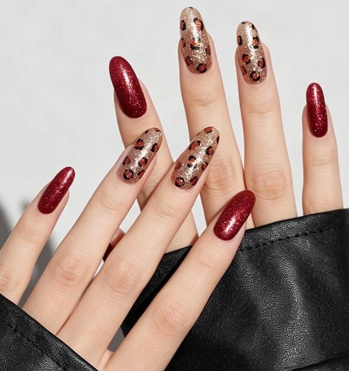 Ruby Roar Glitter Nail Polish Strips, Non-Toxic, easy to apply Nail Stickers
