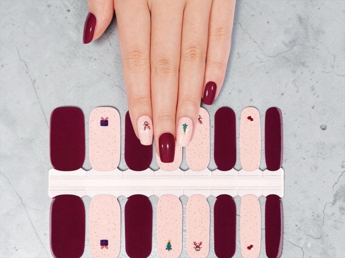 Merry Merlot Nail Polish Strips, Non-Toxic Nail Stickers