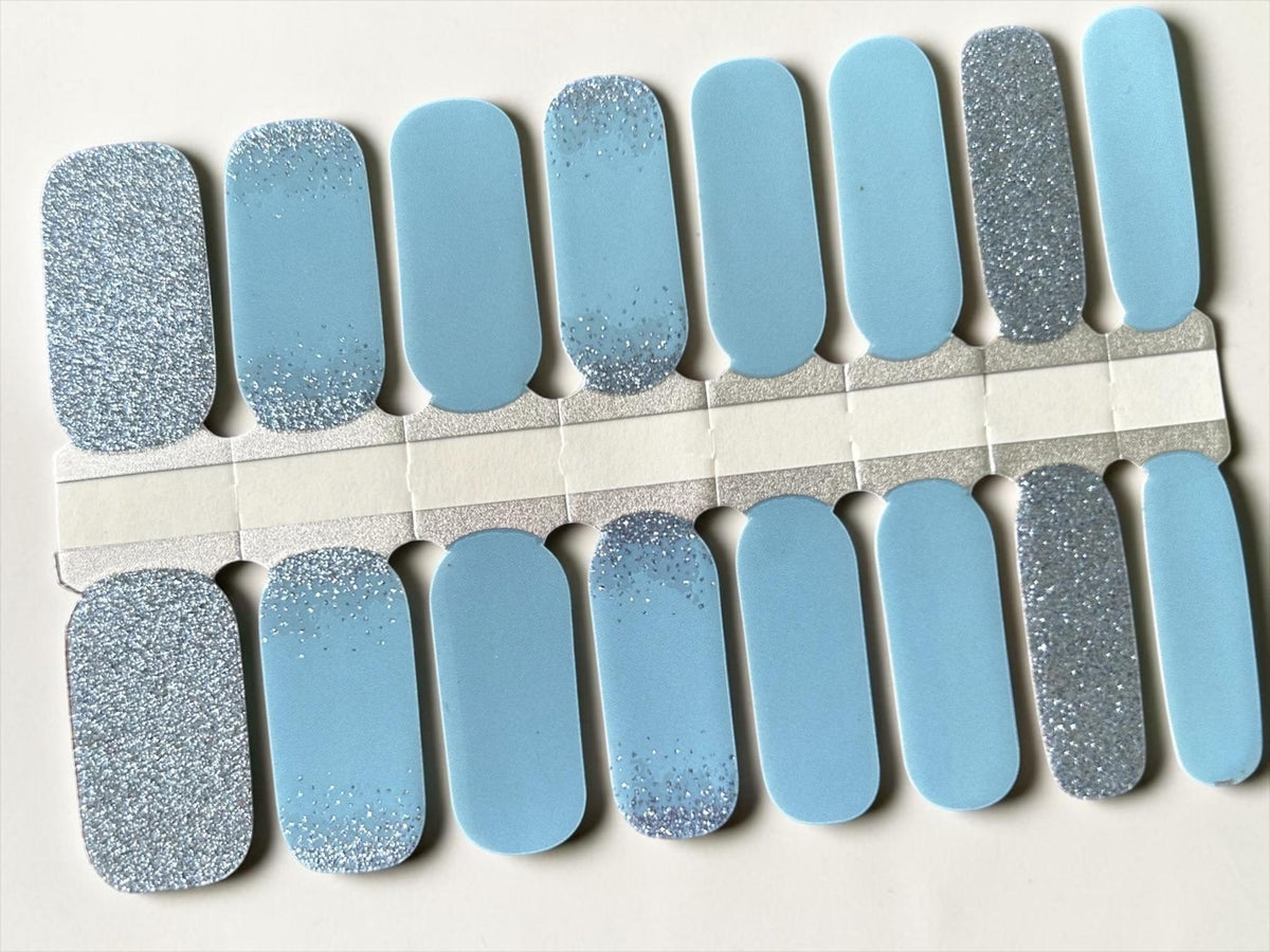 Frosted Sky Glitter Nail Wraps, Non-Toxic Nail Stickers