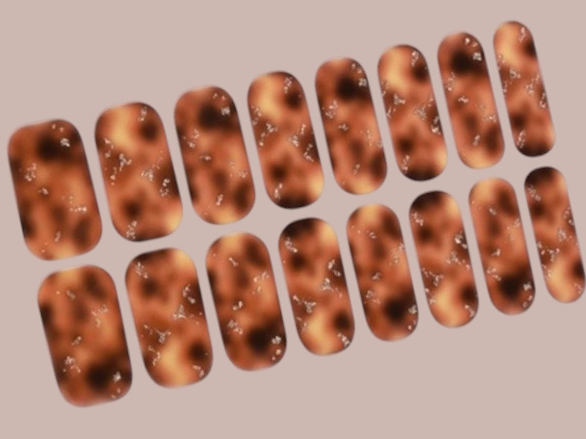 Tortoiseshell Sparkle Nail Polish Strips: Non-Toxic Nail Art