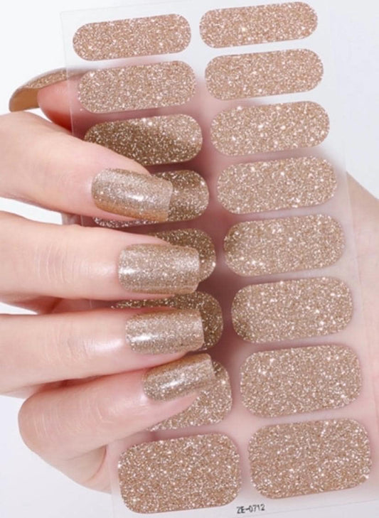 Champagne Stardust Glitter  Nail Polish Strips: Non-Toxic Nail Art