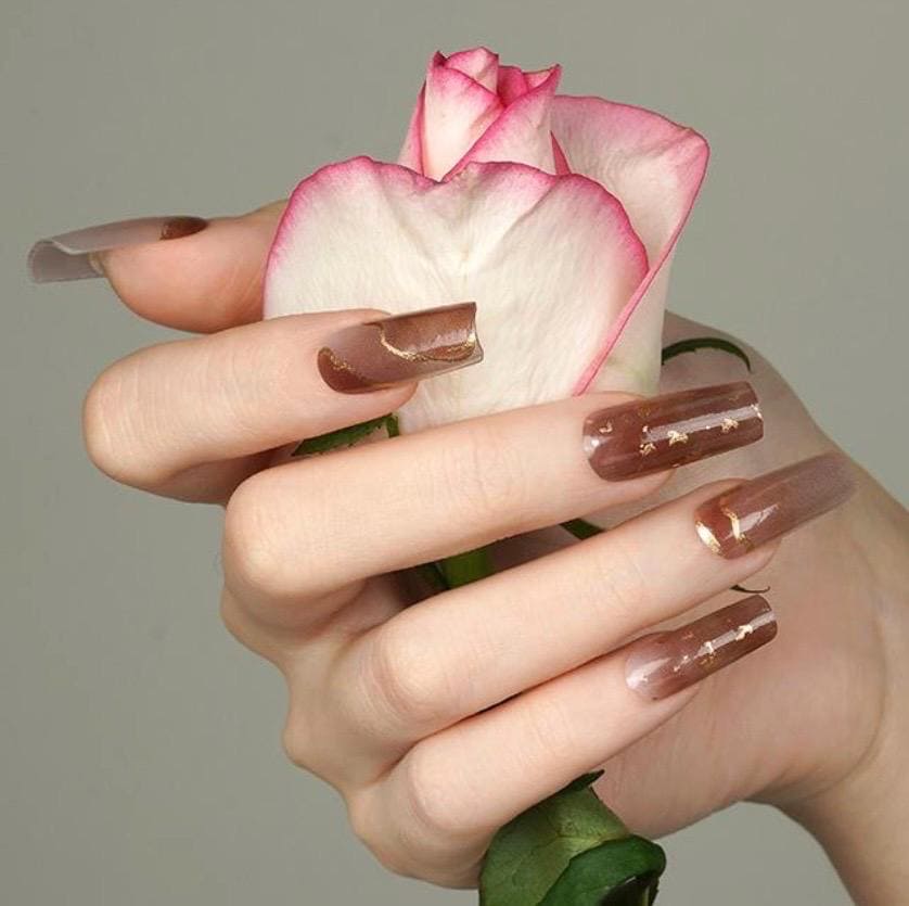 Golden Mocha -WIDE Nail Polish Strips - Non-Toxic