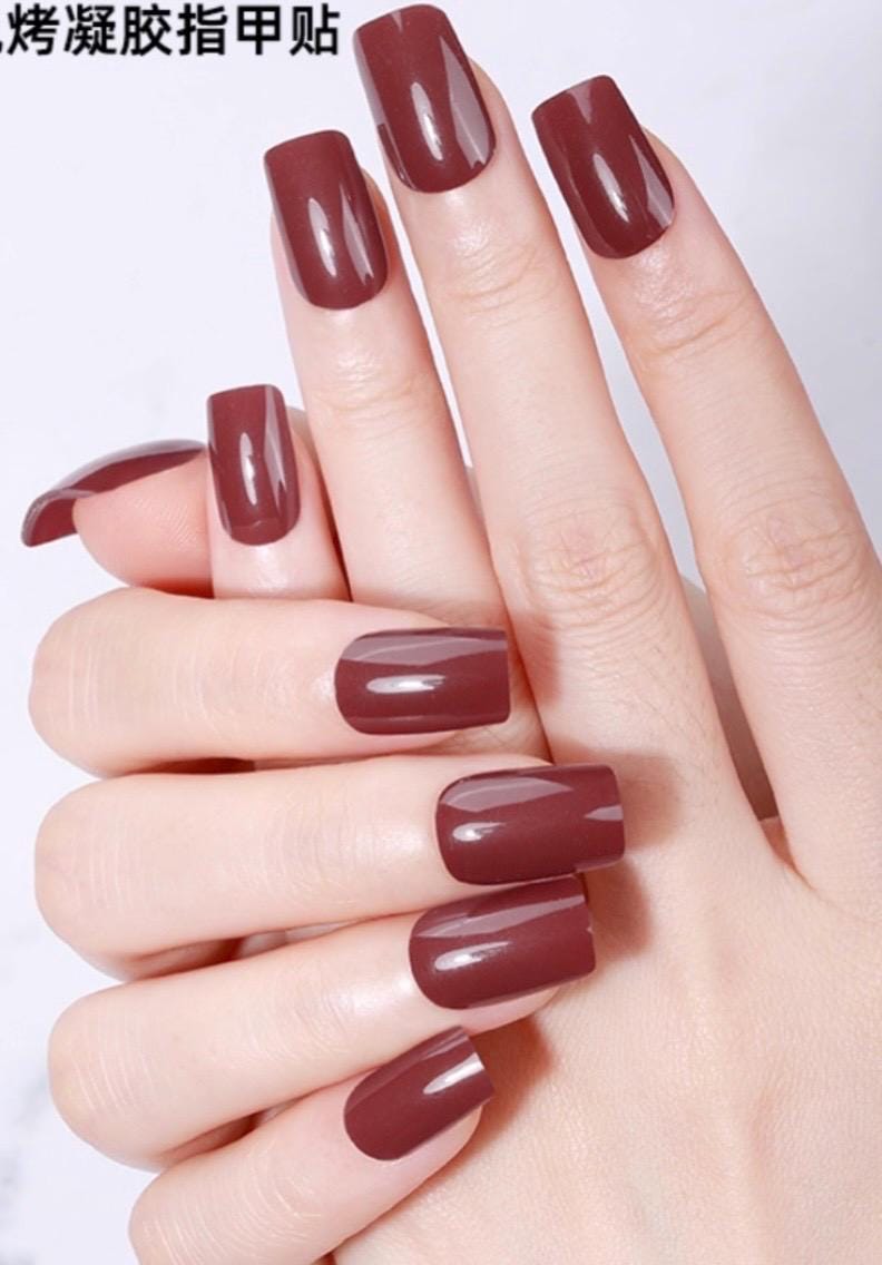Burnished Burgundy Gel Nail Polish Strips: No UV Light Needed- Non-Toxic