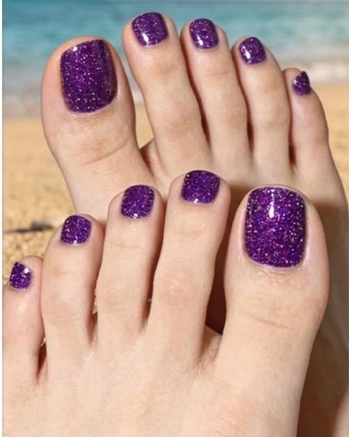Purple Stardust Glitter- Toe Nail Polish Strips: Non-Toxic Nail Wraps