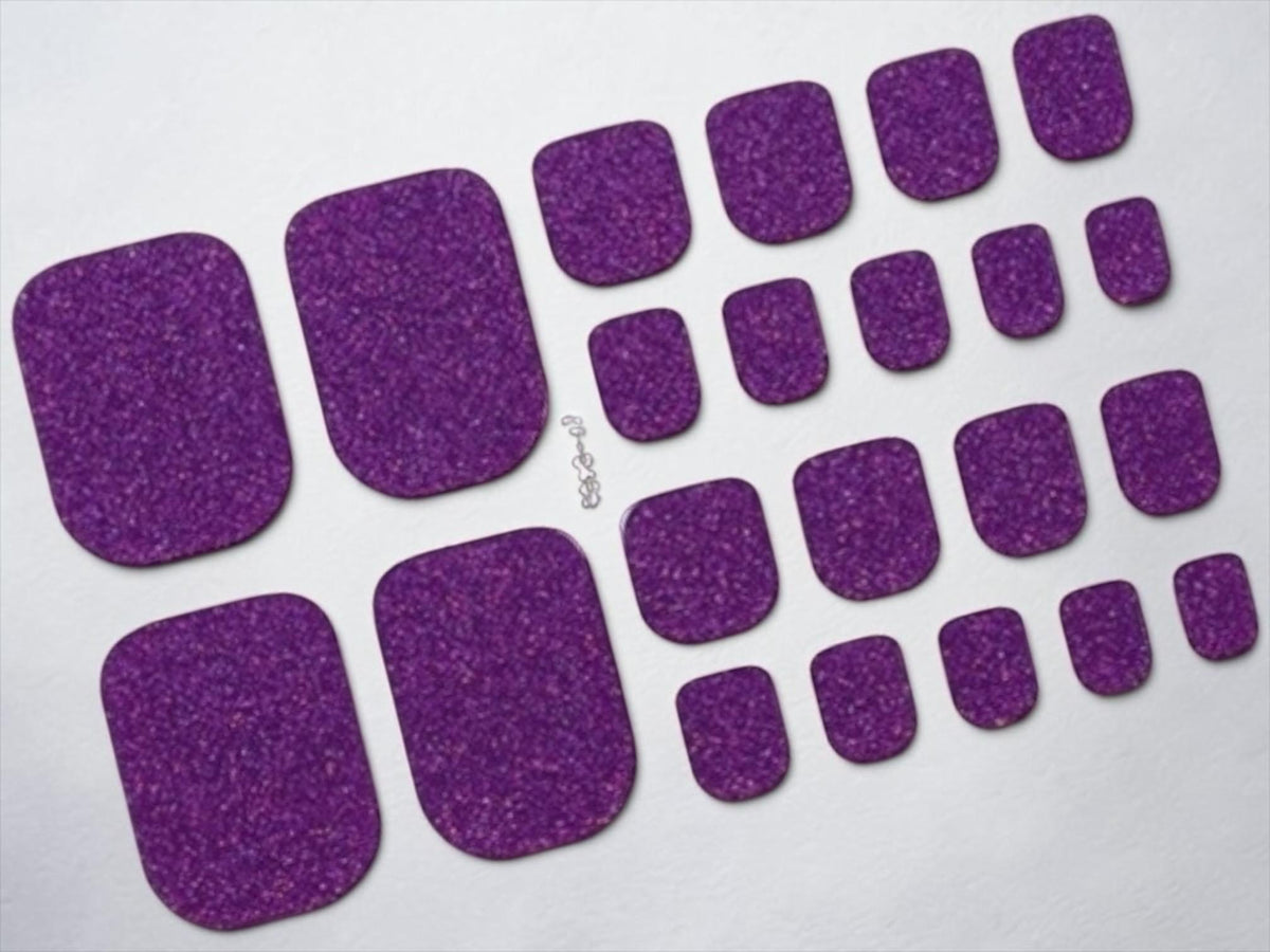 Purple Stardust Glitter- Toe Nail Polish Strips: Non-Toxic Nail Wraps
