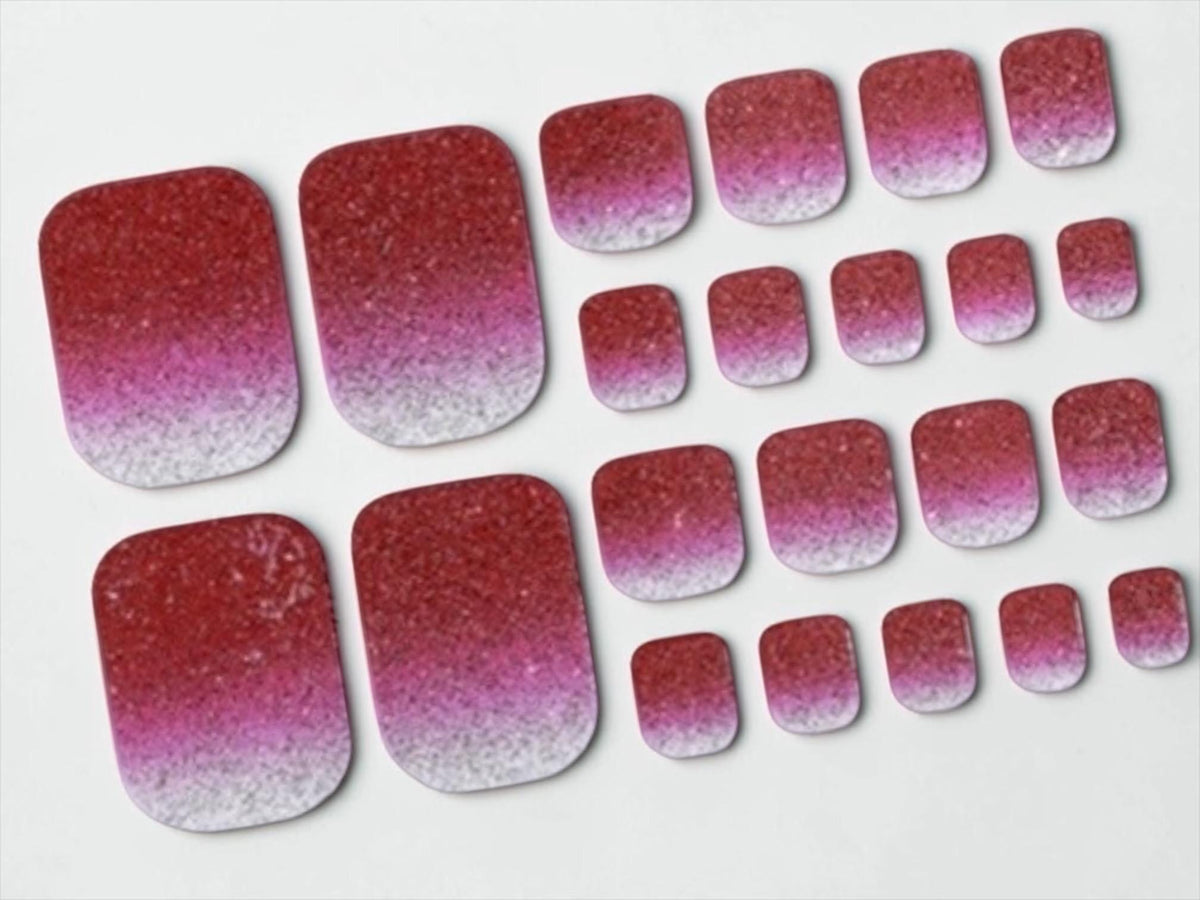 Ruby Frost- Glitter Toe Nail Polish Strips: Non-Toxic Nail Wraps