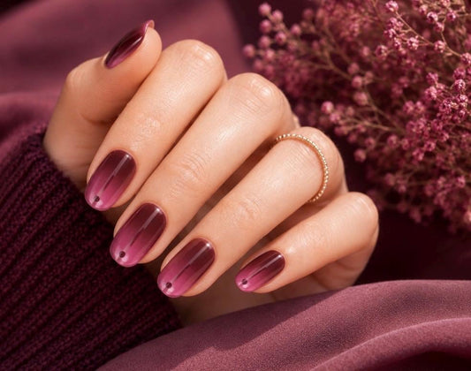 Blush to Burgundy- Gel Nail Polish Strips: No UV Light Needed- Non-Toxic