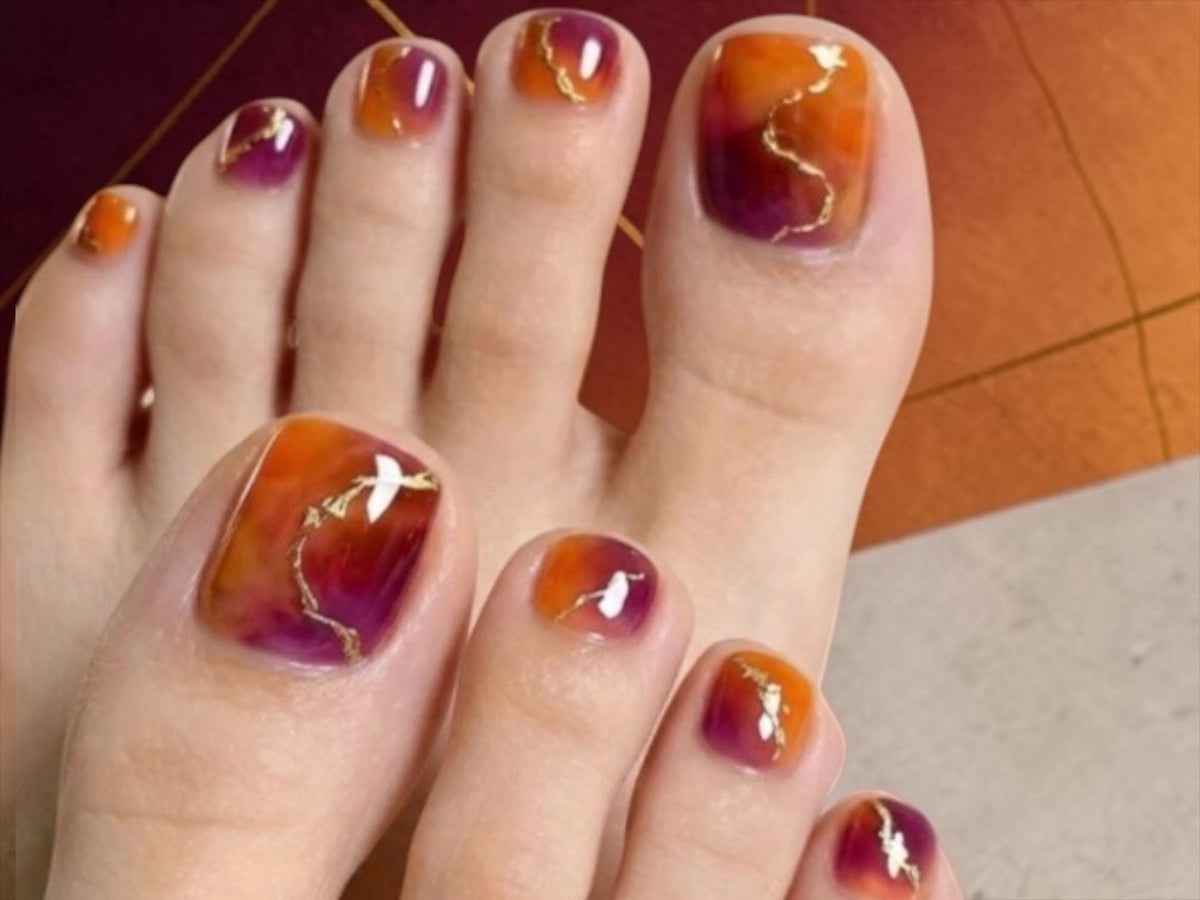 Autumn Agate Toe Nail Polish Strips: Non-Toxic Nail Wraps