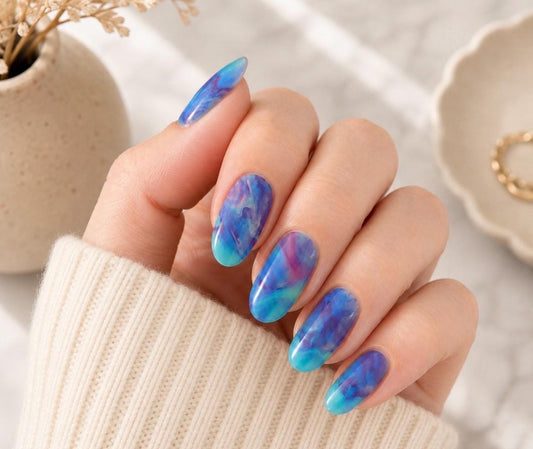 Blue Lagoon Gel Nail Polish Strips: Easy Application, No UV Light, Non-Toxic