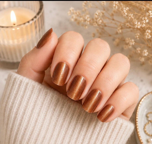 Mocha Shimmer- Cat Eye Gel Nail Polish Strips: No UV Light Needed
