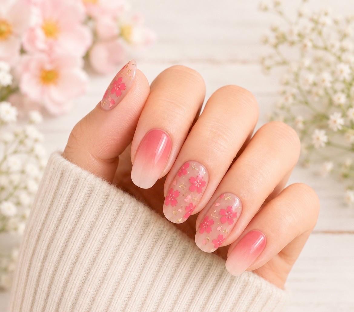 Peach Blossom Nail Wraps No UV Gel