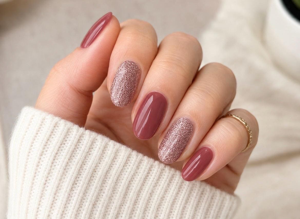 Crushed Merlot Glitter Nail Wraps No UV Gel