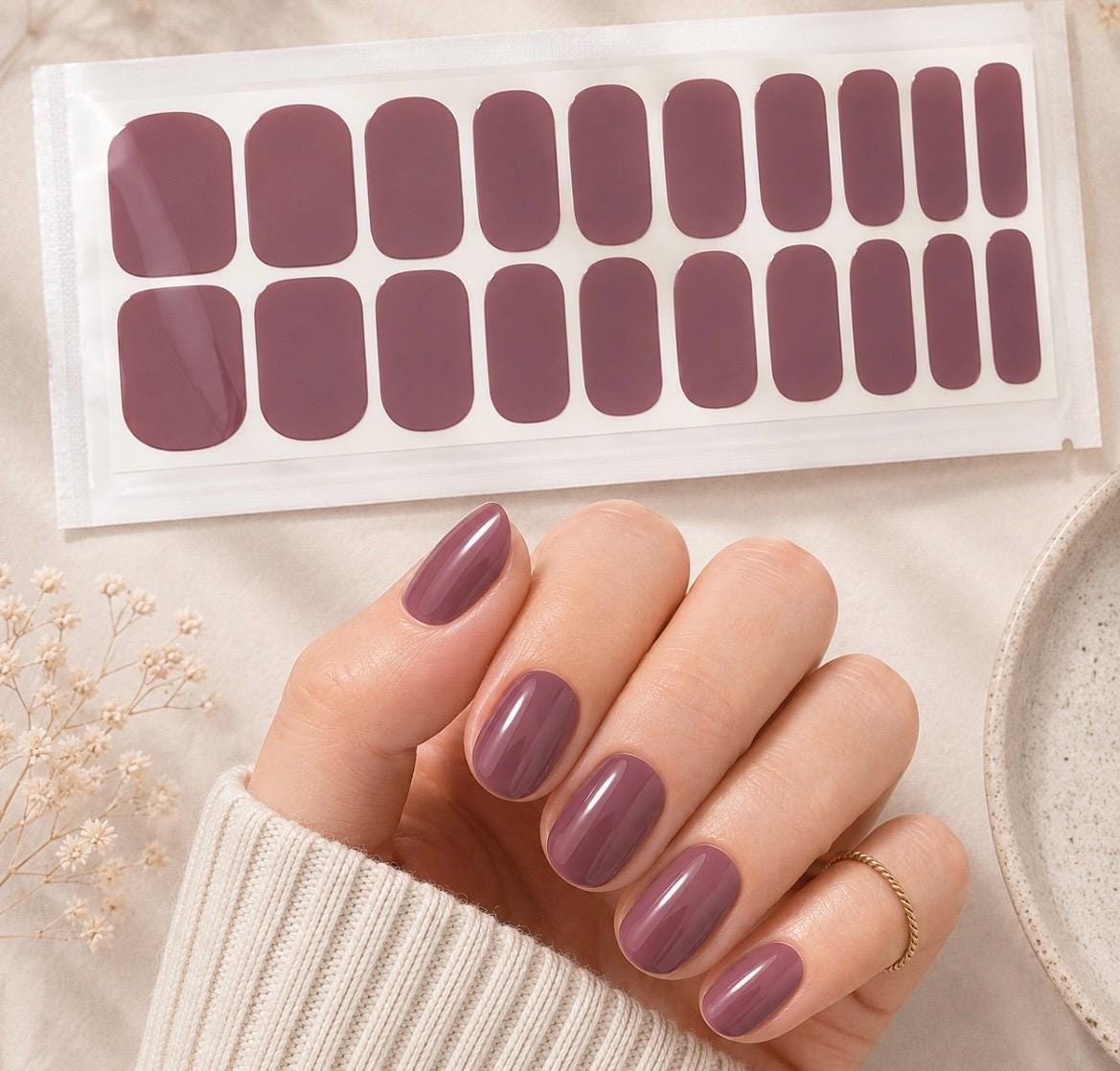 Dusty Mauve -  WIDE Nail Polish Strips - Non-Toxic
