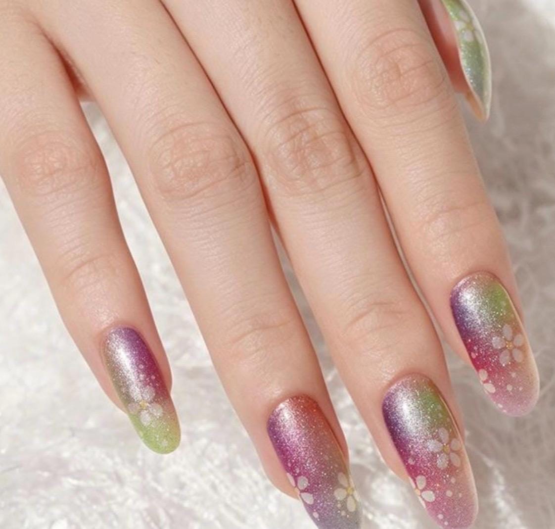 Rainbow Bloom Shimmer - Nail Polish Strips:  Non-toxic -Easy DIY Nail Art