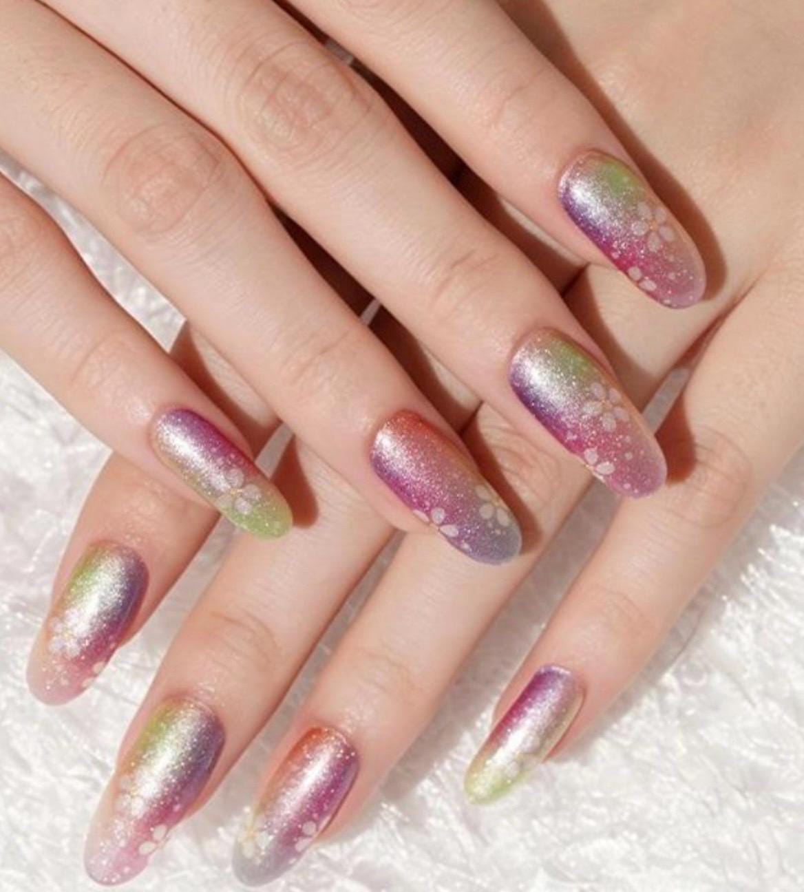 Rainbow Bloom Shimmer - Nail Polish Strips:  Non-toxic -Easy DIY Nail Art