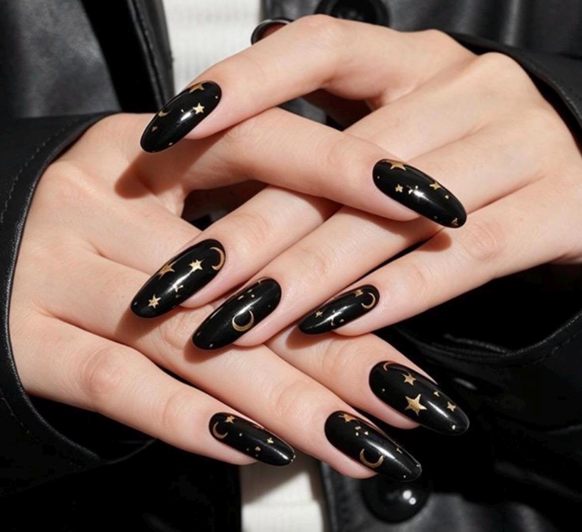 Celestial Noir Nail Wraps, 100% Nail Polish Stickers, Non-Toxic Nail Strips