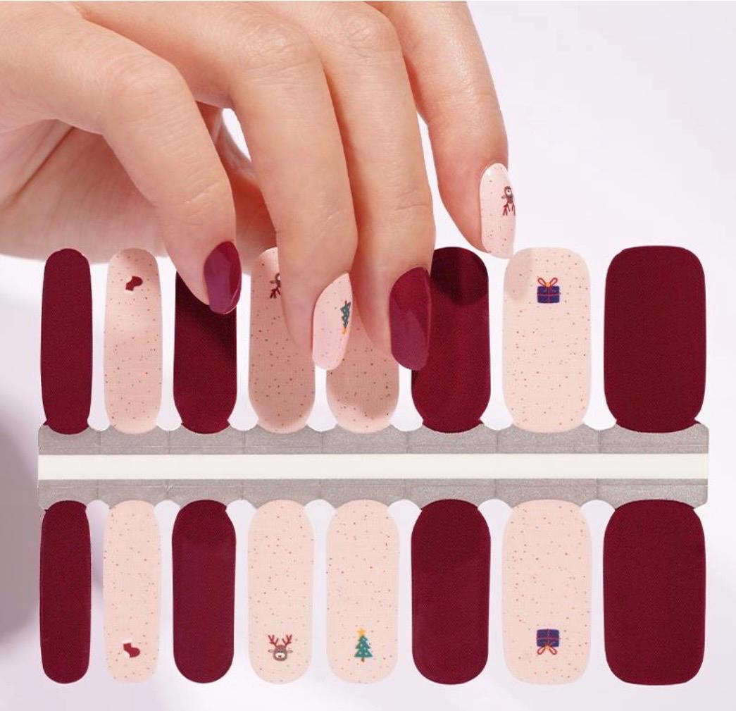 Merry Merlot Nail Polish Strips, Non-Toxic Nail Stickers