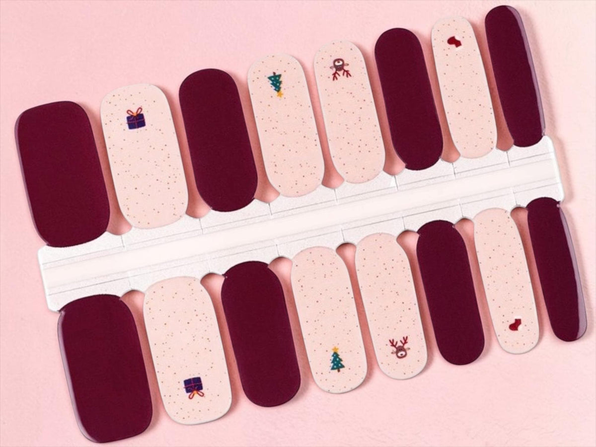 Merry Merlot Nail Polish Strips, Non-Toxic Nail Stickers