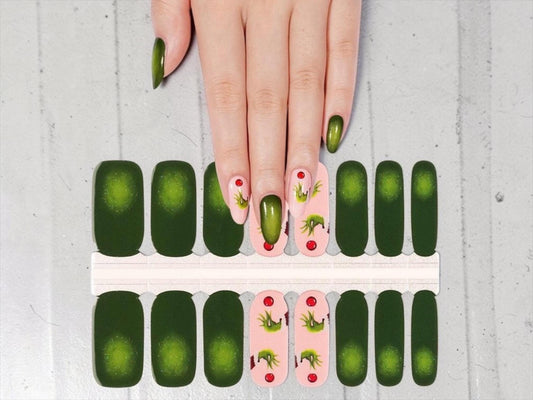Mean and Merry Christmas Nail Polish Strips, Non-Toxic Holiday Nail Stickers