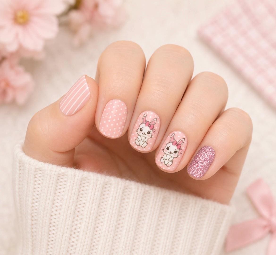 KIDS Nail Wraps- Cotton Tail Sparkle