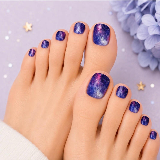 Cosmic Amethyst - Toe Nail Polish Strips: Non-Toxic Nail Wraps