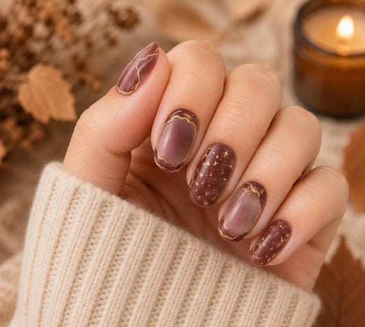 Golden Mocha -WIDE Nail Polish Strips - Non-Toxic